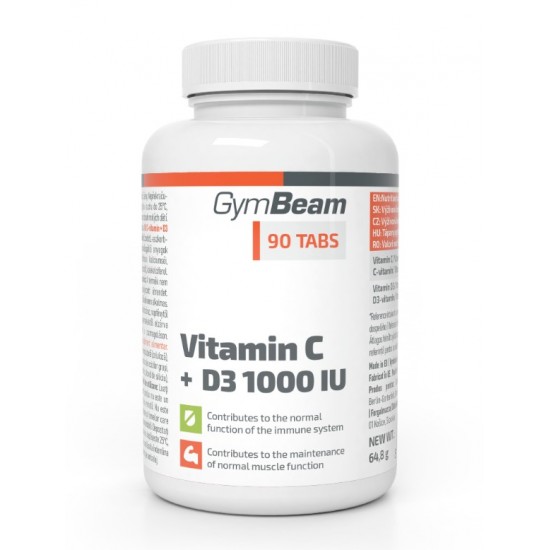 Vitamín C + D3 1000IU  90 tab - GYMBEAM